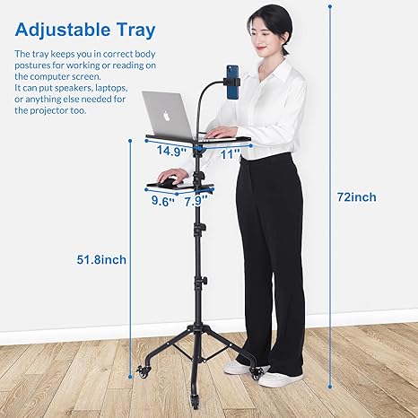 Portable Projector Stand with Wheels, Adjustable Height