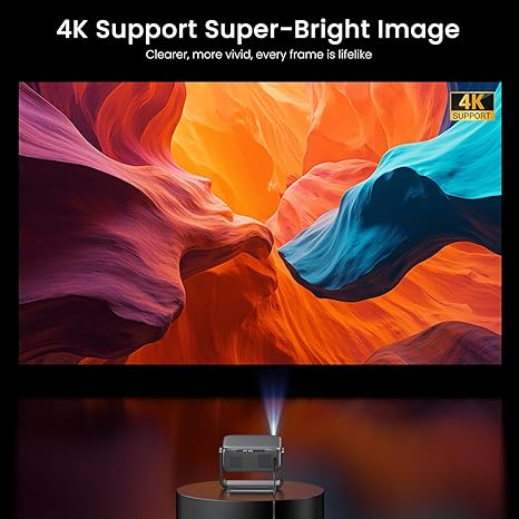 2000 ANSI 4K Smart Projector – Outdoor/Indoor, WiFi, Bluetooth, Dolby, 270° Stand