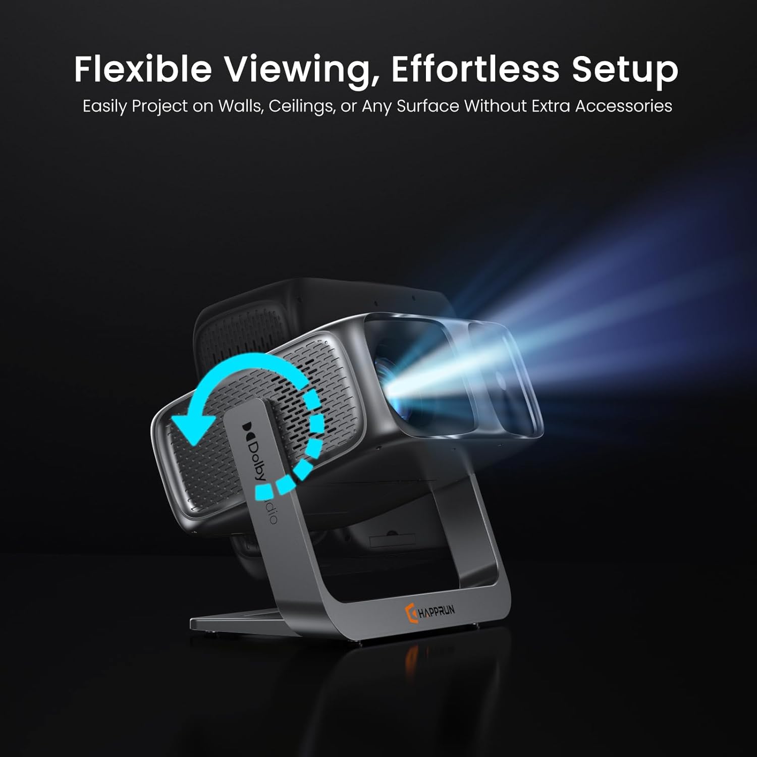 2000 ANSI 4K Smart Projector – Outdoor/Indoor, WiFi, Bluetooth, Dolby, 270° Stand