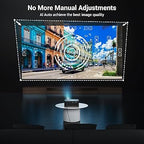 4K Smart Projector – High Brightness, Auto Focus, WiFi/Bluetooth, 300'' Indoor/Outdoor