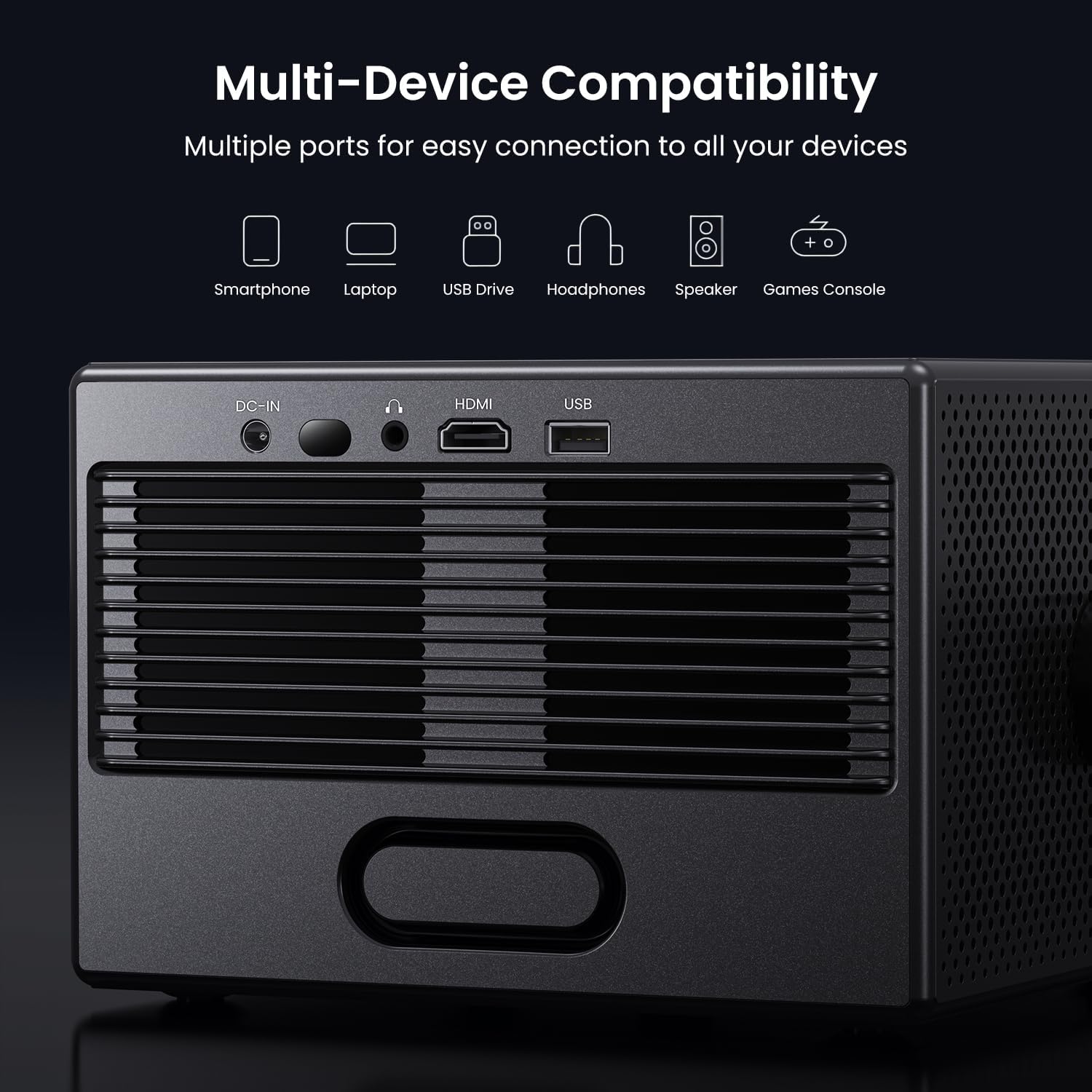 2000 ANSI 4K Smart Outdoor Projector – WiFi, Bluetooth, Auto Focus, Dolby Sound, Built-in Apps