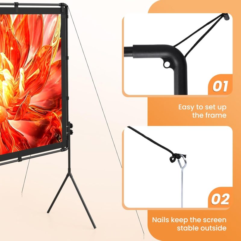 100 Inch 16:9 Foldable Portable Projector Screen and Stand with Carrying Bag