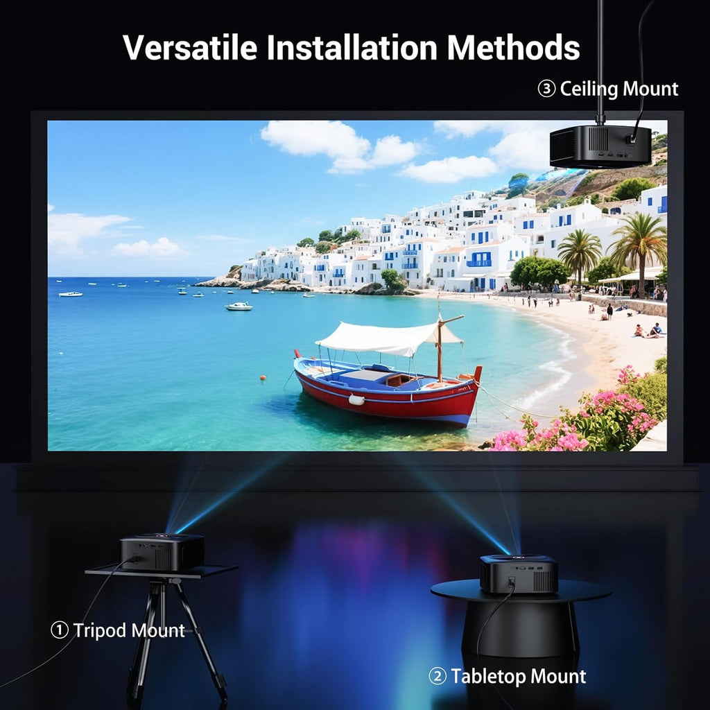 1500 ANSI 4K Smart Projector – WiFi, Bluetooth, Dolby, Auto Focus, Indoor/Outdoor