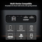 4K Smart Projector – High Brightness, Auto Focus, WiFi/Bluetooth, 300'' Indoor/Outdoor