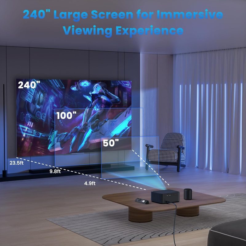 WIFI Bluetooth 4K Compatible with Android/iOS/PS5 H11 Home Theater Projector