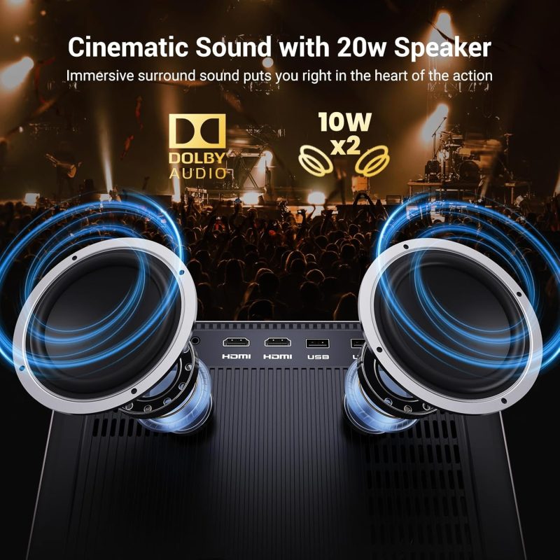 4K outdoor/home theater smart projector with Wi-Fi and Bluetooth, built-in apps, movies/PS5/PC/mobile C58